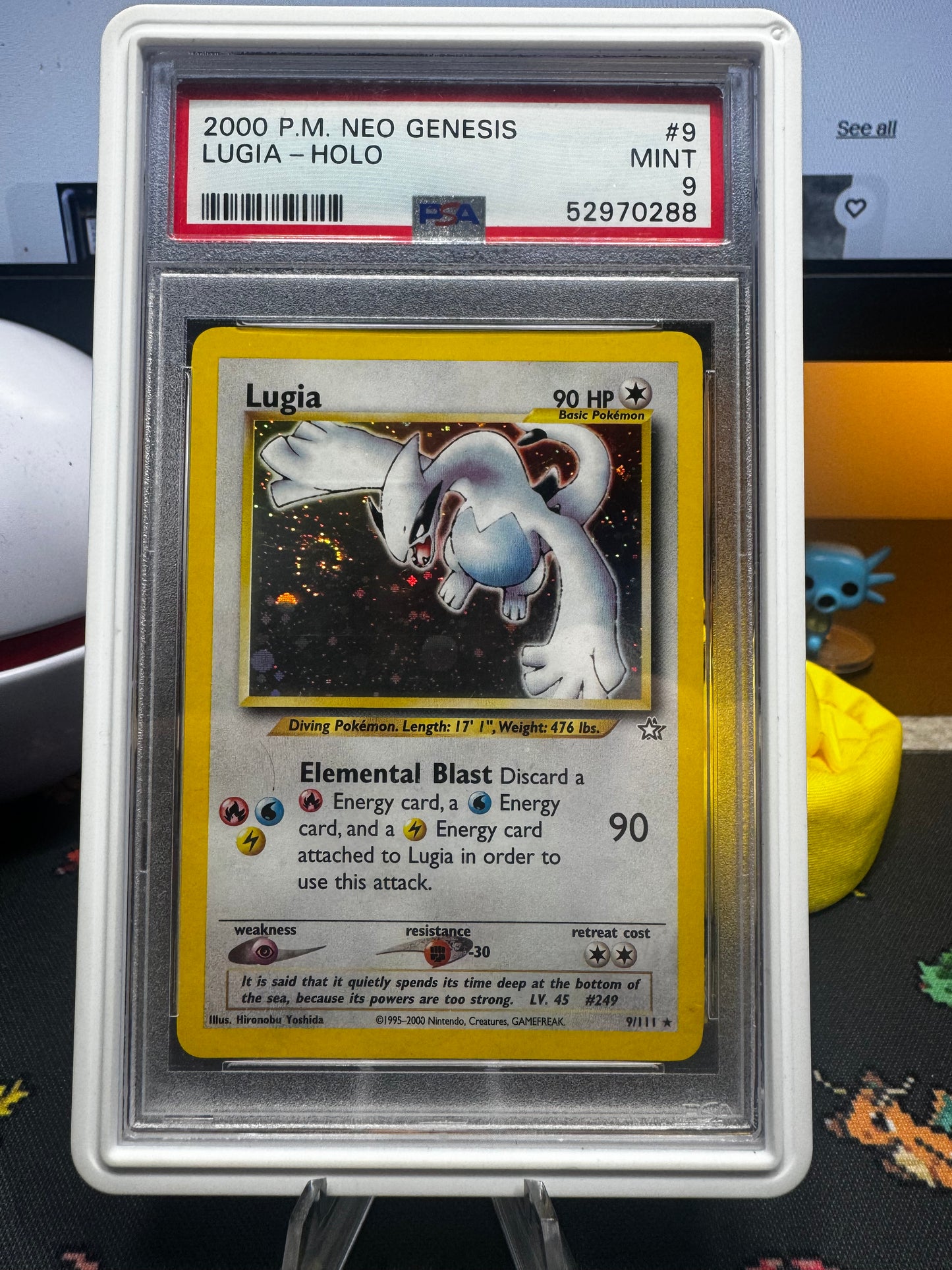 Lugia-Neo Genesis 9/111 PSA 9 w/ SWIRL